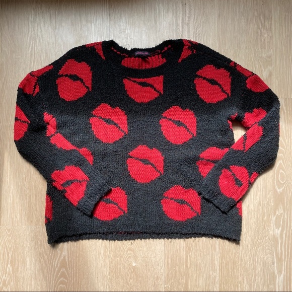 Material Girl Tops - Material Girl Lips Boucle Sweater